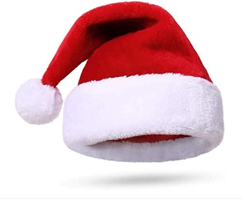 Queenmore Adult's Christmas Santa Claus Hat, Plush Santa Cap, Velvet Headwear, Lined and Fabric-Shedding Resistant