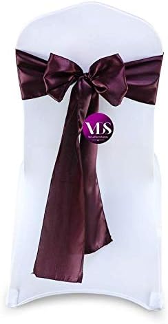 VDS Satin Chair Sashes Chair Cover Back Tie Sateen Bows Ribbon for Wedding Birthday Graduation Engagement Ceremony Event Party Banquet Venue Hotel All Dining Chair Decoration (25PC) (Plum)