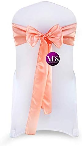 VDS Satin Chair Sashes Chair Cover Back Tie Sateen Bows Ribbon for Wedding Birthday Graduation Engagement Ceremony Event Party Banquet Venue Hotel All Dining Chair Decoration (200PC) (Peach)
