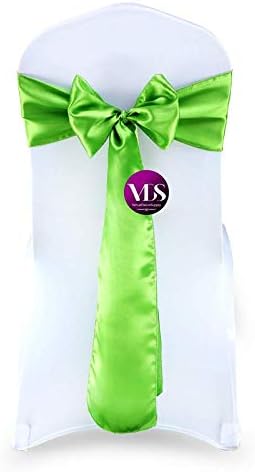 VDS Satin Chair Sashes Chair Cover Back Tie Sateen Bows Ribbon for Wedding Birthday Graduation Engagement Ceremony Event Party Banquet Venue Hotel All Dining Chair Decoration (200PC) (Parrot Green)