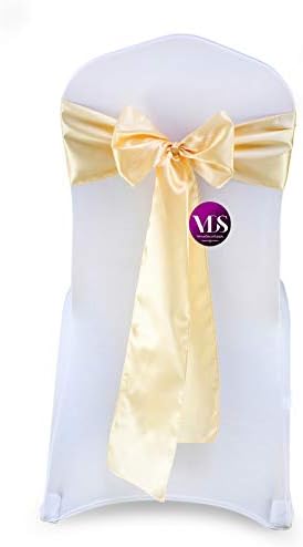 VDS Satin Chair Sashes Chair Cover Back Tie Sateen Bows Ribbon for Wedding Birthday Graduation Engagement Ceremony Event Party Banquet Venue Hotel All Dining Chair Decoration (75PC) (Beige)