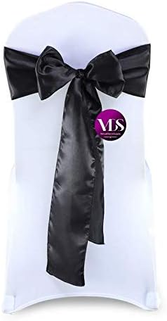 VDS Satin Chair Sashes Chair Cover Back Tie Sateen Bows Ribbon for Wedding Birthday Graduation Engagement Ceremony Event Party Banquet Venue Hotel All Dining Chair Decoration (250PC) (Black)