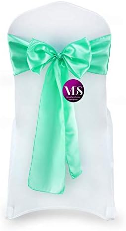 VDS Satin Chair Sashes Chair Cover Back Tie Sateen Bows Ribbon for Wedding Birthday Graduation Engagement Ceremony Event Party Banquet Venue Hotel All Dining Chair Decoration (100PC) (Mint)