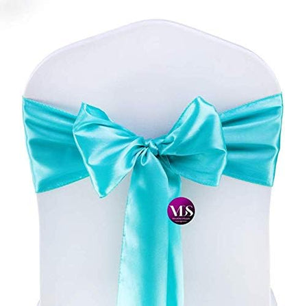 VDS Satin Chair Sashes Chair Cover Back Tie Sateen Bows Ribbon for Wedding Birthday Graduation Engagement Ceremony Event Party Banquet Venue Hotel All Dining Chair Decoration (300PC) (Teal)