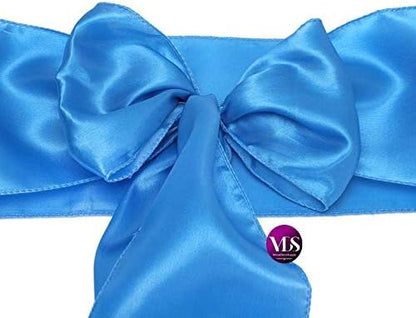 VDS Satin Chair Sashes Chair Cover Back Tie Sateen Bows Ribbon for Wedding Birthday Graduation Engagement Ceremony Event Party Banquet Venue Hotel All Dining Chair Decoration (250PC) (Blue)