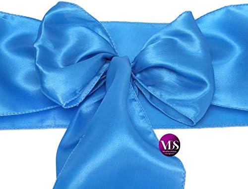 VDS Satin Chair Sashes Chair Cover Back Tie Sateen Bows Ribbon for Wedding Birthday Graduation Engagement Ceremony Event Party Banquet Venue Hotel All Dining Chair Decoration (300PC) (Blue)