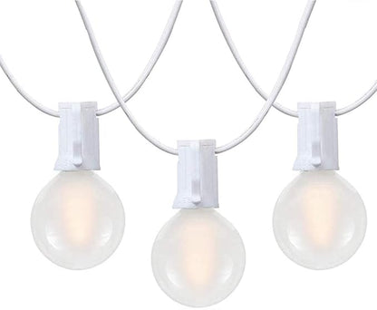 25Ft G40 LED Outdoor Christmas Frosted White String Lights with 27 G40 White Pearl Shatterproof Bulbs, Connectable Vintage Christmas Globe Patio Lights for Holiday Wedding Party Café Porch Party-White