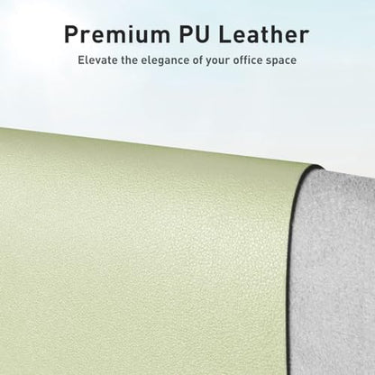 Aothia Faux Leather Desk Mat – Large Mouse Pad, Non-Slip PU Leather Blotter, Waterproof Writing Surface for Office and Home (Grass Green, 47.2" x 23.6")