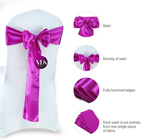 VDS Satin Chair Sashes Chair Cover back Tie Sateen Bows Ribbon for Wedding Birthday Graduation Engagement Ceremony Event Party Banquet Venue Hotel all Dining Chair Decoration (300PC) (Magenta Violate)