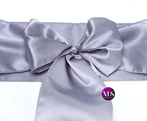 VDS Satin Chair Sashes Chair Cover Back Tie Sateen Bows Ribbon for Wedding Birthday Graduation Engagement Ceremony Event Party Banquet Venue Hotel All Dining Chair Décor (50PC)(Light Silver Grey)