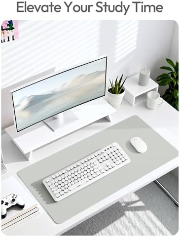 YSAGi Leather Desk Protector, Office Mat, Large Mouse Mat, Non-Slip PU Leather Blotter, Laptop Desk Mat, Waterproof Writing Pad for Office and Home(Light Grey, 63" x 17.2")