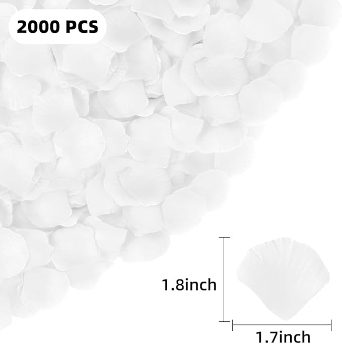 Rose Petals 2000pcs Artificial Silk White Rose Petals Flower Petals Fake Faux Roses Petal for Romantic Night Roses Petal Decorations for Wedding Proposal Anniversary Valentine's Day Flower Decorations
