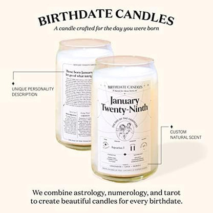 Birthdate Candles, August 18 - Leo Zodiac Scented Candles Birthday Gift - Rosemary, Chamomile & Shea Scent - All-Natural Soy & Coconut Wax, 60-80 Hour Burn Time - Made in USA