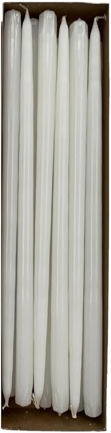 Elegant 18 Inch White Taper Candles, Very Tall Premium Quality Candles, Hand-Dipped, Dripless, Smokeless and Unwrapped Bulk Pack for Events - Set of 12 (18 Inches, White)