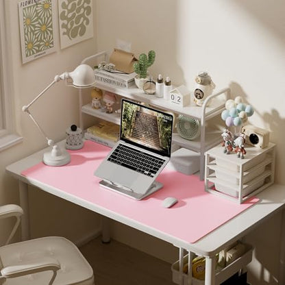 Aothia Faux Leather Desk Mat – Large Mouse Pad, Non-Slip PU Leather Blotter, Waterproof Writing Surface for Office and Home (Fairy Pink, 47.2" x 23.6")