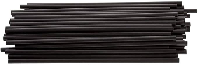 7.75" Jumbo Black Plastic Unwrapped Straw (500Pcs) | Disposable Drink Straws for Restaurants, Cafés, Bars, and Catering | Hygienic, Sturdy, and Convenient