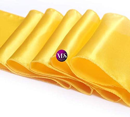 VDS Satin Chair Sashes Chair Cover Back Tie Sateen Bows Ribbon for Wedding Birthday Graduation Engagement Ceremony Event Party Banquet Venue Hotel All Dining Chair Decoration (25PC) (Yellow Gold)