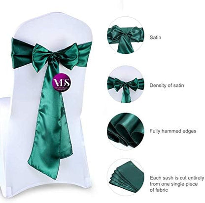 VDS Satin Chair Sashes Chair Cover Back Tie Sateen Bows Ribbon for Wedding Birthday Graduation Engagement Ceremony Event Party Banquet Venue Hotel All Dining Chair Decoration (200PC) (Hunter Green)