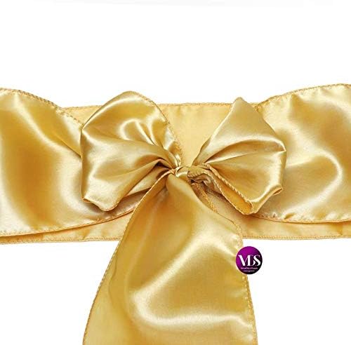 VDS Satin Chair Sashes Chair Cover Back Tie Sateen Bows Ribbon for Wedding Birthday Graduation Engagement Ceremony Event Party Banquet Venue Hotel All Dining Chair Decoration (200PC) (Gold)