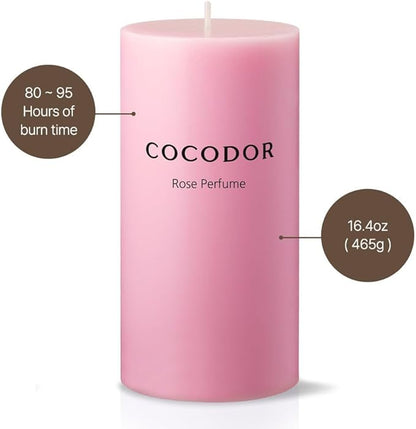 COCODOR Scented Pillar Candles, 3x6 Inch, Black Cherry, Candle Set of 3, Long Buring 85 Hours, Candles for Weddings, Party, Dinner, Home Decor.