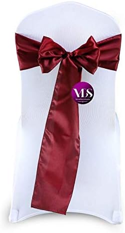 VDS Satin Chair Sashes Chair Cover Back Tie Sateen Bows Ribbon for Wedding Birthday Graduation Engagement Ceremony Event Party Banquet Venue Hotel All Dining Chair Decoration (25PC) (Maroon)