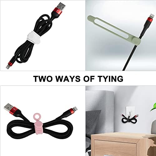 50Pcs Silicone Cable Ties, Cord Organizer Cable Management-Multi