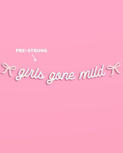 xo, Fetti Girls Gone Mild Banner - Iridescent Foil | 6 Ft. | Bow Bachelorette Decorations, Birthday Party Sign, Coquette Graduation Background, Bach Supplies