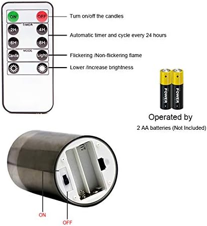 GenSwin Battery Operated LED Flameless Flickering Candles with 10-Key Remote Control, Moving Wick Pillar Glass Candles Real Wax for Festival Wedding Christmas Home Party Decor(Pack of 3, Gray)