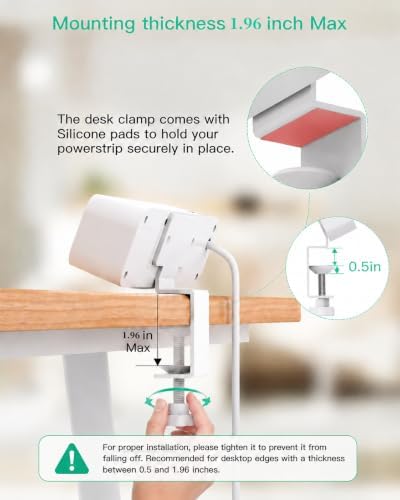 Mifaso PD20W USB C Desk Clamp Power Strip, 1080J Surge Protector
