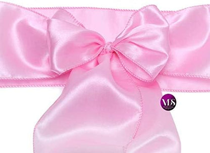 VDS Satin Chair Sashes Chair Cover Back Tie Sateen Bows Ribbon for Wedding Birthday Graduation Engagement Ceremony Event Party Banquet Venue Hotel All Dining Chair Decoration (25PC) (Pink)