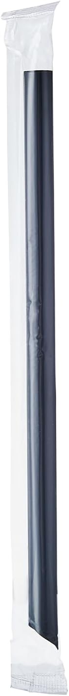 Disposable Black Plastic Boba Straws 9 Inch-11mm Extra Wide Diameter Individually Wrapped 600 Count Bulk for Bubble Tea, Smoothies, Milkshakes-Shatterproof, Elegant for Parties, Cafes, Upscale Events