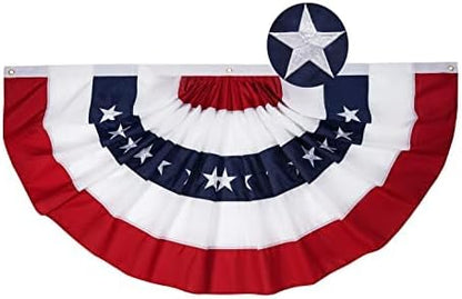 FRF FLAG American Flag Bunting 1.5x3 Ft, Embroidered Patriotic Bunting Flags, 4th of july Decorations Outdoor, with 3 Brass Grommets…