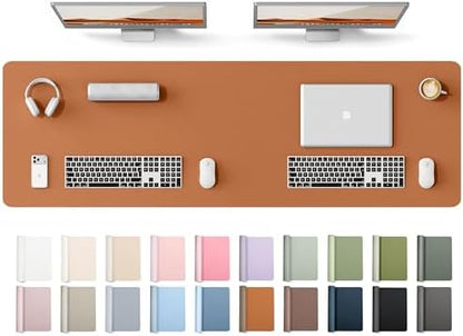 YSAGi Leather Desk Protector, Office Mat, Large Mouse Mat, Non-Slip PU Leather Blotter, Laptop Desk Mat, Waterproof Writing Pad for Office and Home(Brown, 63" x 17.2")