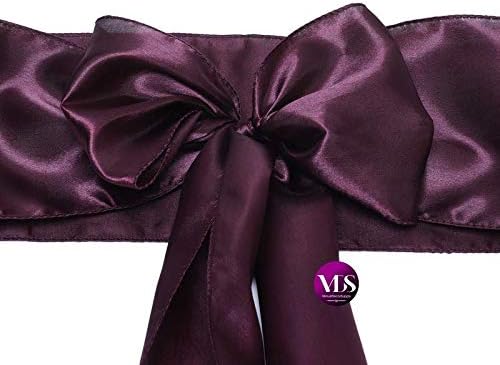 VDS Satin Chair Sashes Chair Cover Back Tie Sateen Bows Ribbon for Wedding Birthday Graduation Engagement Ceremony Event Party Banquet Venue Hotel All Dining Chair Decoration (125PC) (Plum)