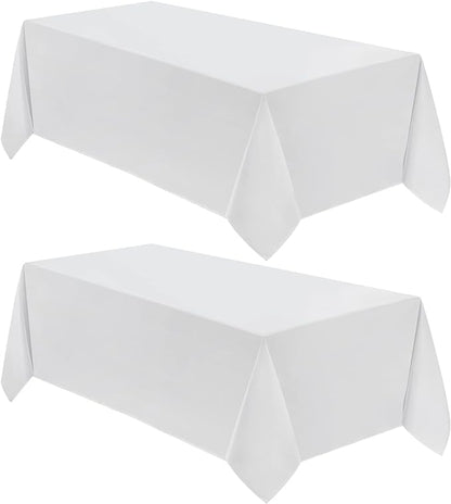 VidaFete Tablecloth 90 * 156inch 2pack Rectangle Table Cloth Polyester, Stain Wrinkle Resistant Dining Table Cover for Kitchen Dinning Party Wedding Rectangular Tabletop Buffet Decoration(White)