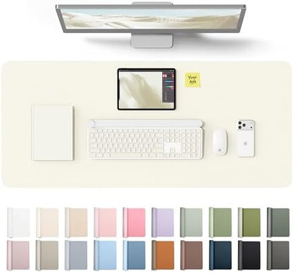 YSAGi Leather Desk Protector, Office Mat, Large Mouse Mat, Non-Slip PU Leather Blotter, Laptop Desk Mat, Waterproof Writing Pad for Office and Home(Cream, 42" x 17.2")