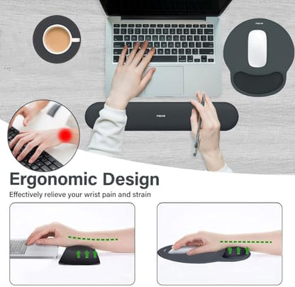 MOSISO Wrist Rest Support for Mouse Pad&Keyboard Set, Slate Gray