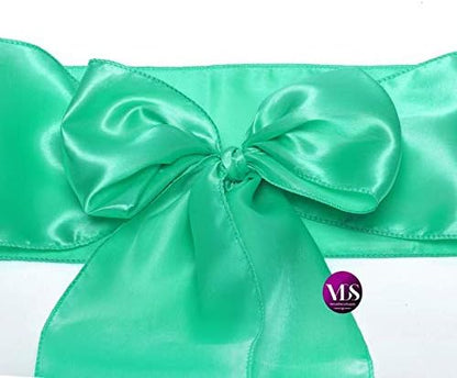 VDS Satin Chair Sashes Chair Cover Back Tie Sateen Bows Ribbon for Wedding Birthday Graduation Engagement Ceremony Event Party Banquet Venue Hotel All Dining Chair Decoration (75PC) (Mint)