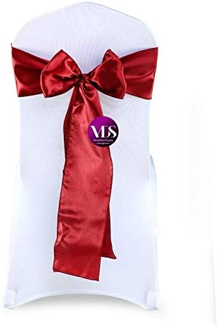 VDS Satin Chair Sashes Chair Cover Back Tie Sateen Bows Ribbon for Wedding Birthday Graduation Engagement Ceremony Event Party Banquet Venue Hotel All Dining Chair Decoration (125PC) (Apple Red)