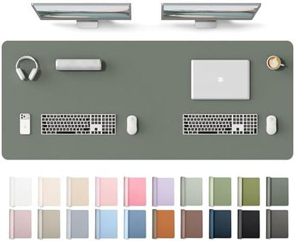 YSAGi Leather Desk Protector, Office Mat, Large Mouse Mat, Non-Slip PU Leather Blotter, Laptop Desk Mat, Waterproof Writing Pad for Office and Home(Dark Green, 63" x 24")
