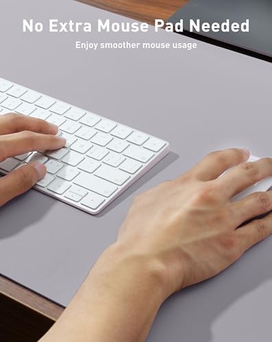 Aothia Faux Leather Desk Mat - Large Mouse Pad, Non-Slip PU Leather Blotter, Waterproof Writing Surface for Office and Home (Smoky Lavender, 42" x 17")