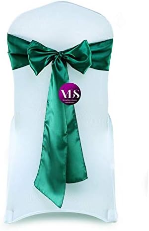 VDS Satin Chair Sashes Chair Cover Back Tie Sateen Bows Ribbon for Wedding Birthday Graduation Engagement Ceremony Event Party Banquet Venue Hotel All Dining Chair Decoration (150PC) (Emerald Green)