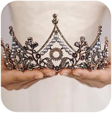 Wekicici Baroque Queen Crown Black Crystal Tiara Rhinestone Princess Wedding Headband for Women Birthday Pageant Party(Black)