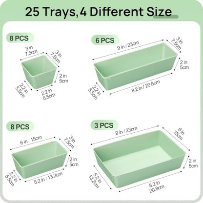 Vtopmart 25 Pack Plastic Drawer Organizers with Non-slip Rubber Pads