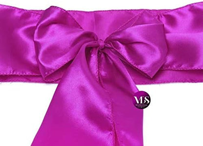 VDS Satin Chair Sashes Chair Cover back Tie Sateen Bows Ribbon for Wedding Birthday Graduation Engagement Ceremony Event Party Banquet Venue Hotel all Dining Chair Decoration (300PC) (Magenta Violate)