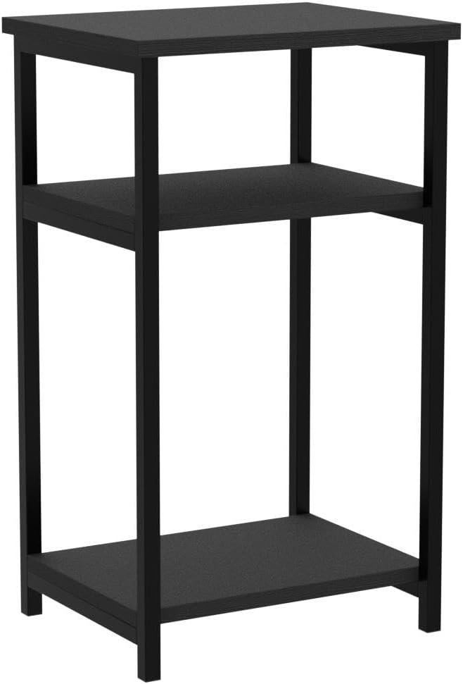 Furinno Just 3-Tier Metal Frame End Table with Storage Shelves, 2-Pack, Espresso