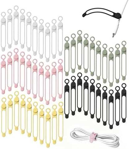 50Pcs Silicone Cable Ties, Cord Organizer Cable Management-Multi