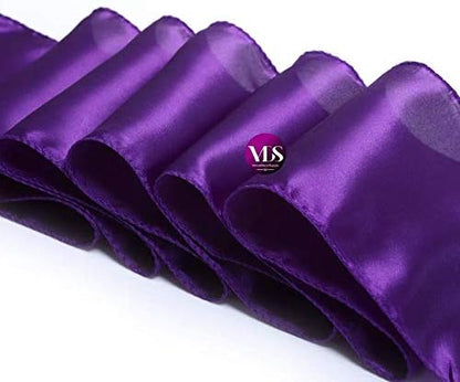 VDS Satin Chair Sashes Chair Cover Back Tie Sateen Bows Ribbon for Wedding Birthday Graduation Engagement Ceremony Event Party Banquet Venue Hotel All Dining Chair Decoration (25PC) (Purple)