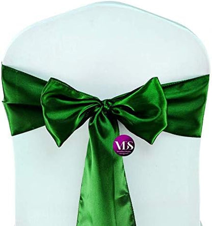 VDS Satin Chair Sashes Chair Cover Back Tie Sateen Bows Ribbon for Wedding Birthday Graduation Engagement Ceremony Event Party Banquet Venue Hotel All Dining Chair Decoration (75PC) (Green)