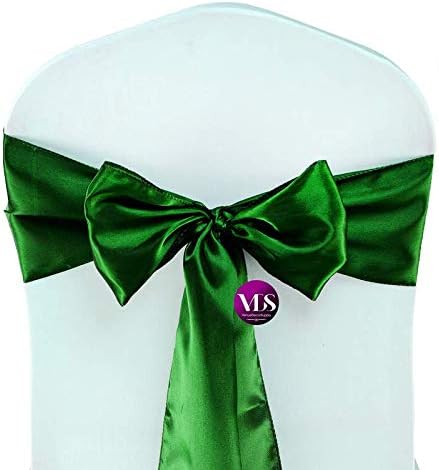 VDS Satin Chair Sashes Chair Cover Back Tie Sateen Bows Ribbon for Wedding Birthday Graduation Engagement Ceremony Event Party Banquet Venue Hotel All Dining Chair Decoration (250PC) (Green)